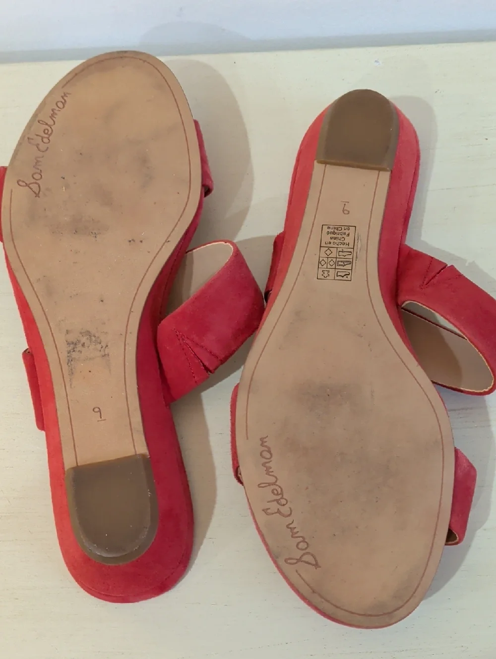 Sam Edelman Red Suede Double-strap Slide Sandals Size 9 - Picture 12 of 13